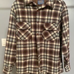 Pendleton Men's Plaid Shirt Jacket - Brown and Cream